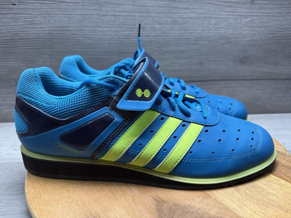 Adidas Power Perfect 2 Weightlifting Mens Size 12 Blue Yellow Sneakers Lace Up
